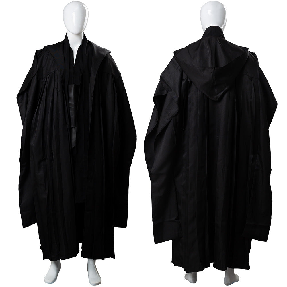 Red and black dark warrior cosplay costume with hooded robe