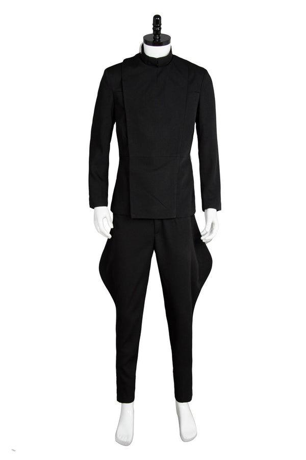 Front view of black galactic officer cosplay uniform
