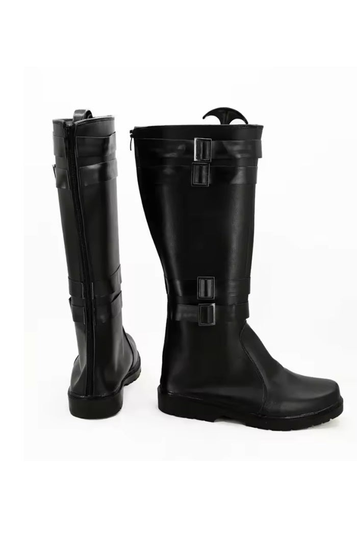 Back view of men's tall cosplay boots for dark galaxy warrior