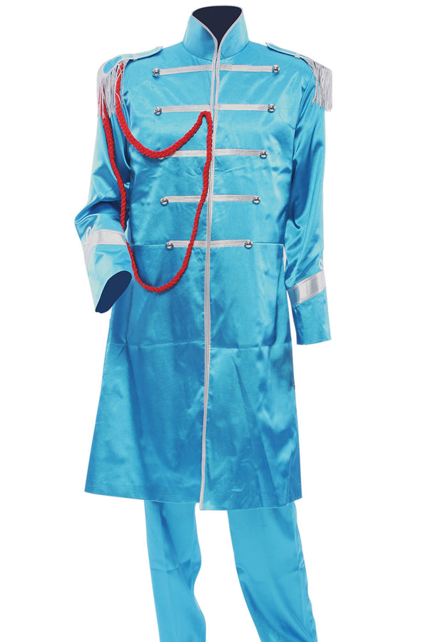 Men's blue military band cosplay costume with silver details