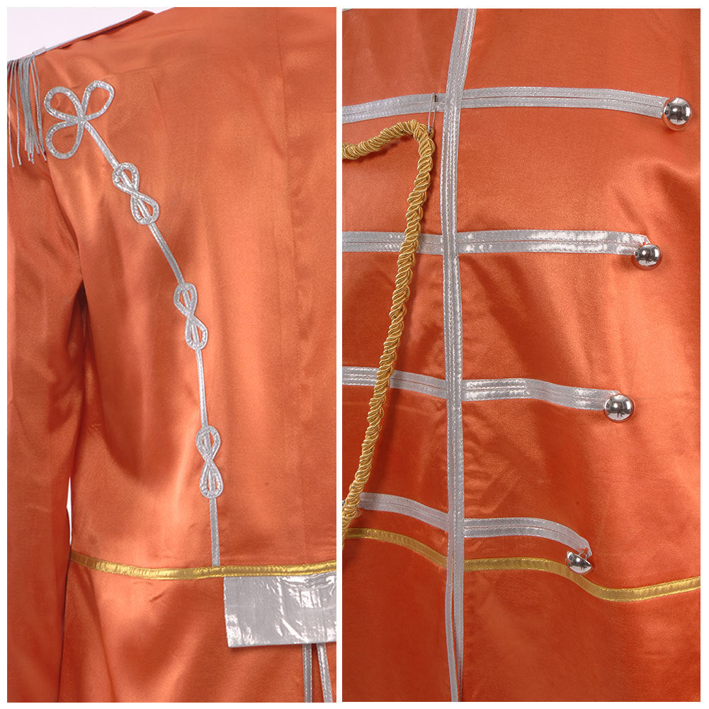 Retro-style orange cosplay outfit with gold trim