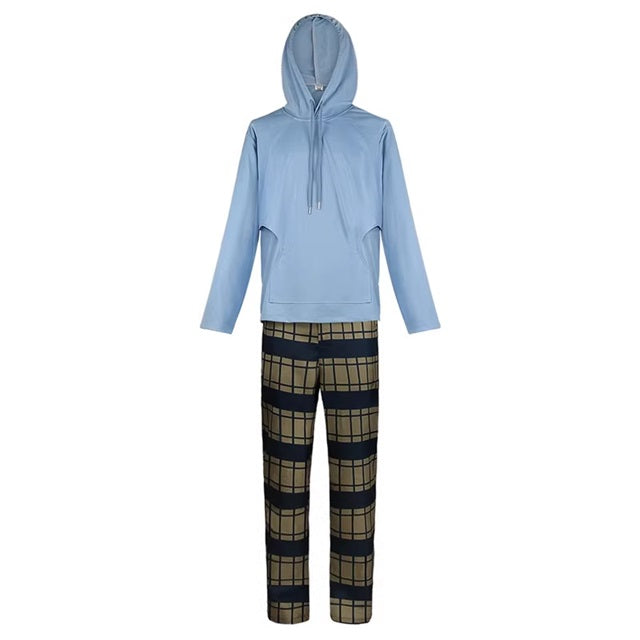 Close-up of hoodie and robe from Fat Hero costume