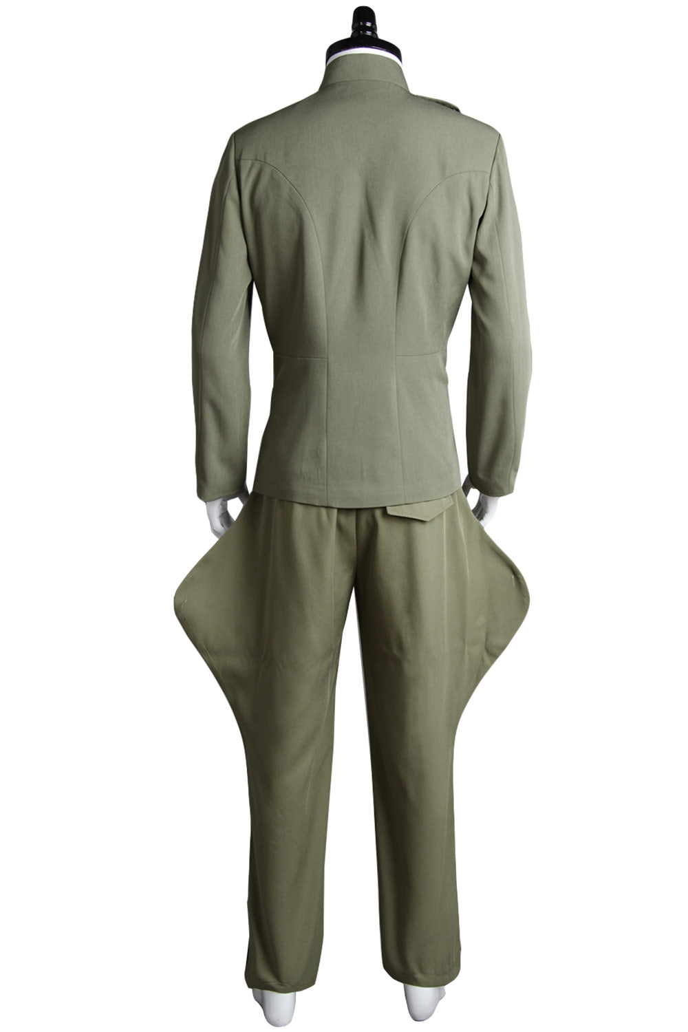 Back view of sci-fi military-style uniform for cosplay