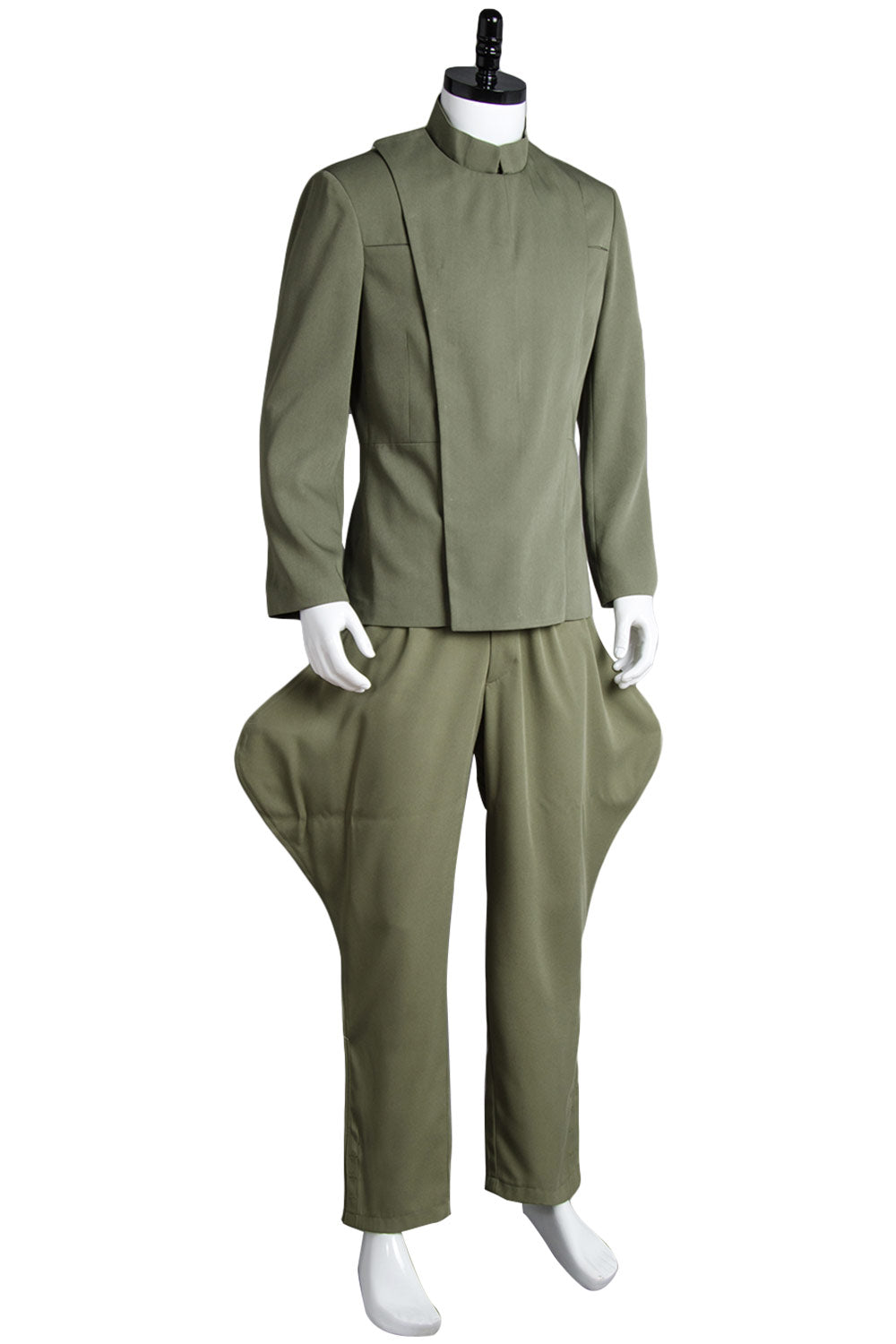 Side view of officer pants with flared panel design