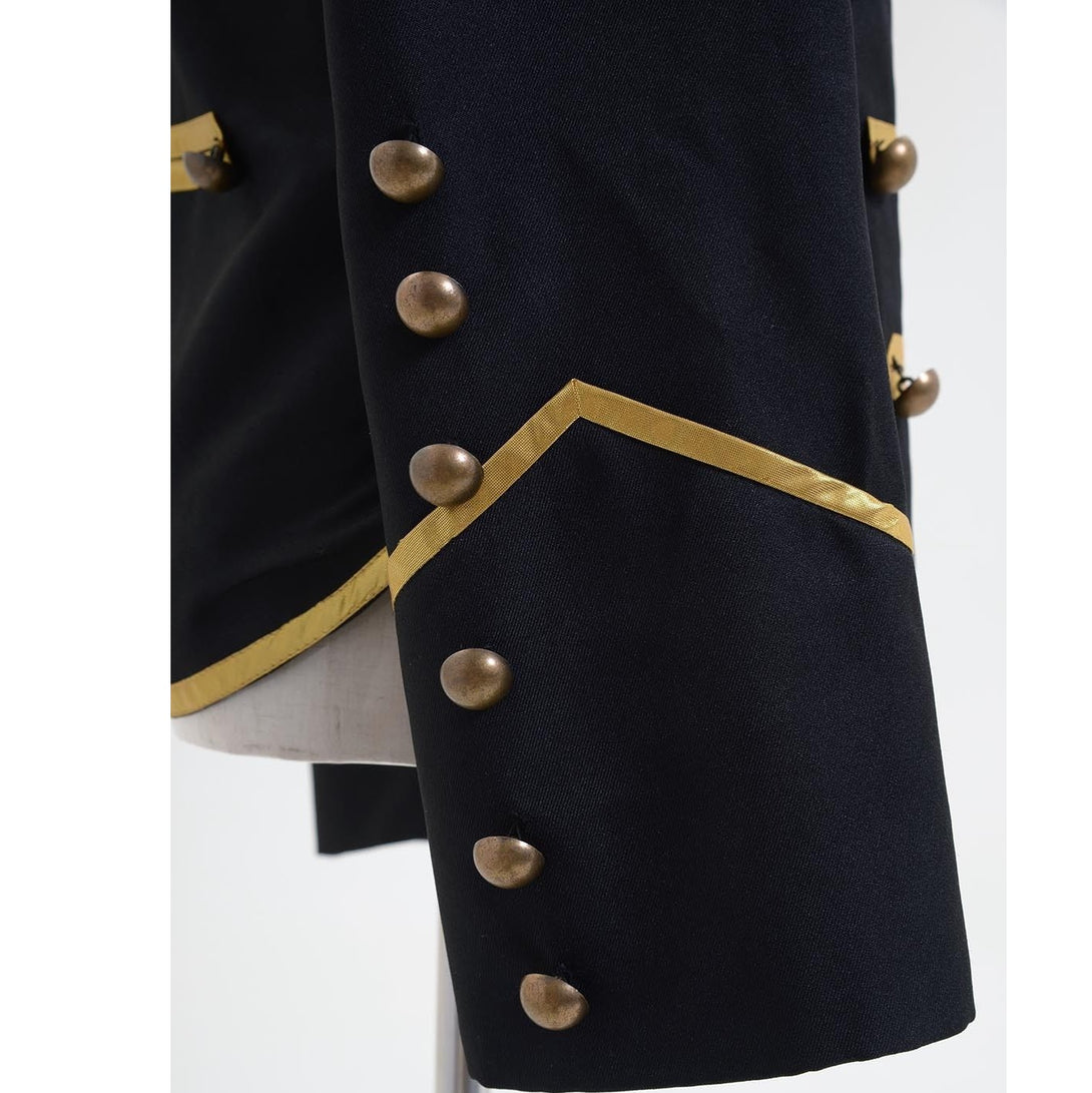 Close-up of gold button and trim detail from MCR military cosplay jacket