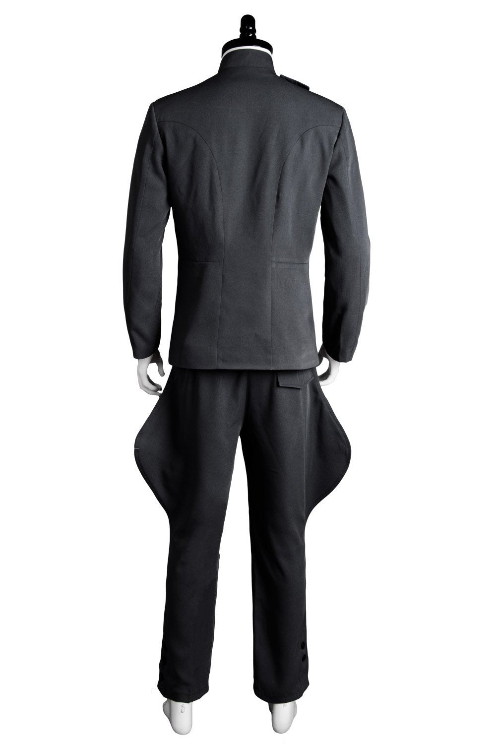 Back view of imperial-inspired grey sci-fi costume