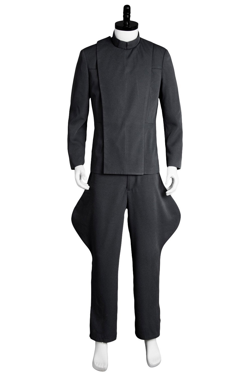 Front view of grey galactic officer cosplay uniform 