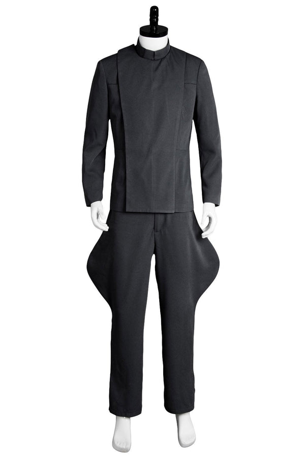 Front view of grey galactic officer cosplay uniform 