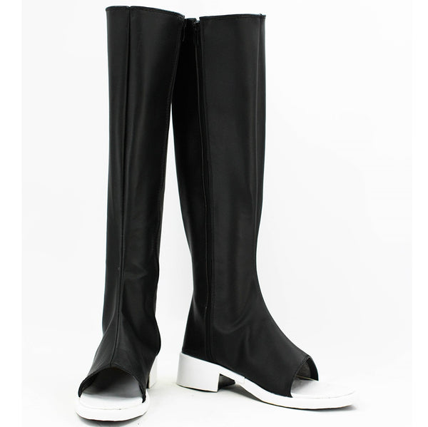 Front view of Konan black ninja boots from Naruto cosplay