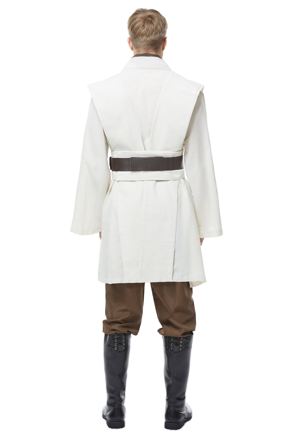Close-up of Obi-Wan cosplay costume belt and collar stitching