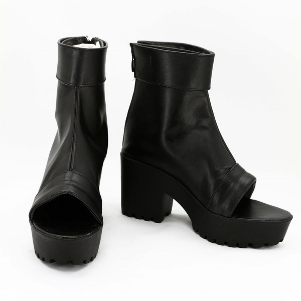 Front view of Sakura Haruno platform cosplay boots from Naruto