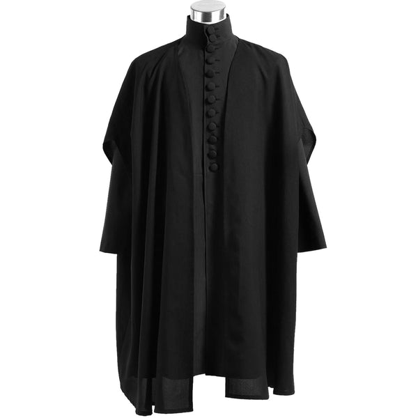 Harry Potter Snape cosplay costume front view with black coat and cape